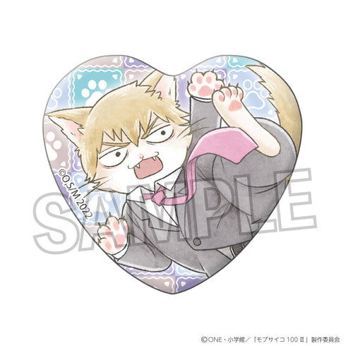 『モブサイコ100 III』猫とか相談所 缶バッジ 霊幻 新隆(ハート型)